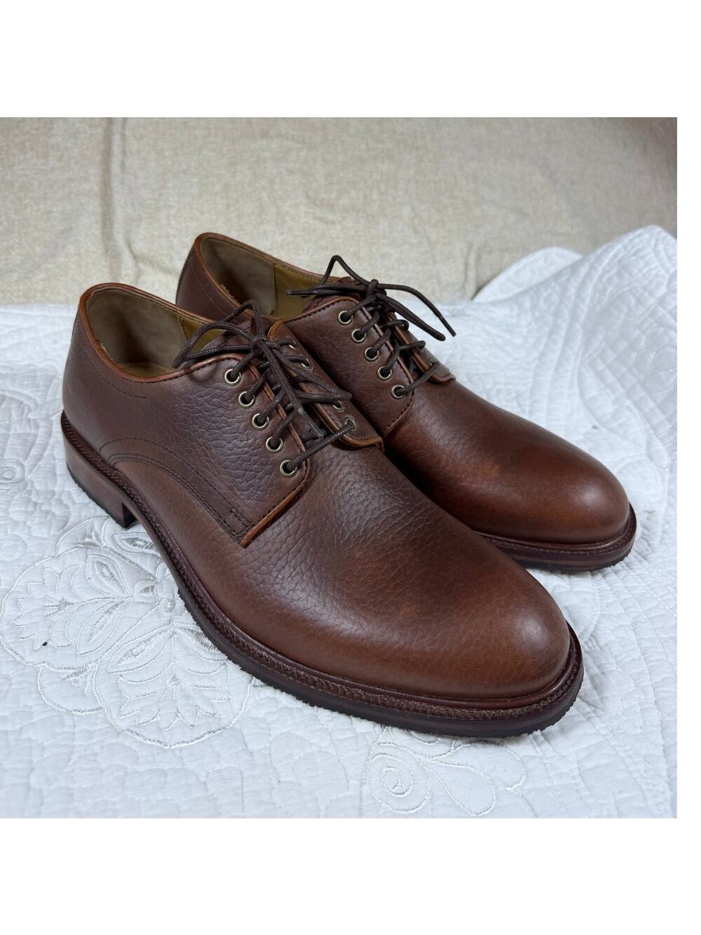 Trask Men Brown 8 Landry Bison Leather Lace Up Oxford Shoes NWOT Comfort Classic
